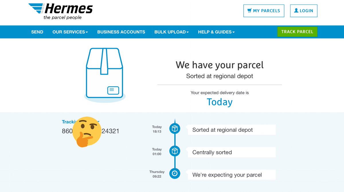 AincientAstro's tweet photo. @Hermesparcels hi I’ve just seen my parcel was due today, it’s nearly 9.
Should I stop expecting a knock at the door for another day? https://t.co/6GTZNRbIlg