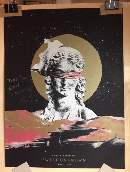 Erika Wennerstrom of The Heartless Bastards played 5-11-2017 supporting her first solo CD "Sweet Unknown", stunning 18 x 24 screen print signed to IOTA, $275, SOLD-thank you.