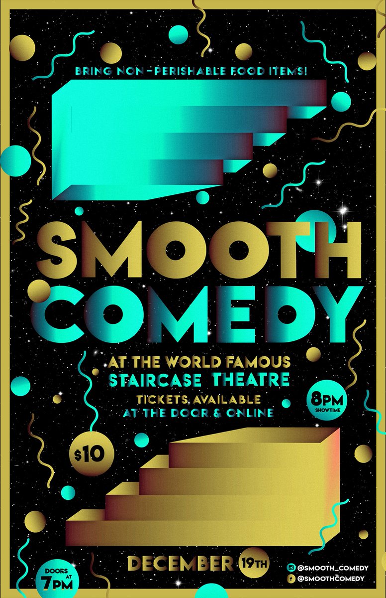 Got a festive playlist planned for <a href="/ComedySmooth/">SmoothComedy</a> on Thursday, Dec. 19 <a href="/TheStaircase/">The Staircase</a>! I'll be DJing at 7pm and show kicks off at 8pm. Last Smooth Comedy of the year 🎊 Of the decade! ✨ Sketch! Standup! Magic! Music! Bring a canned good, please! ❤️ Tickets: eventbrite.ca/e/smooth-comed…