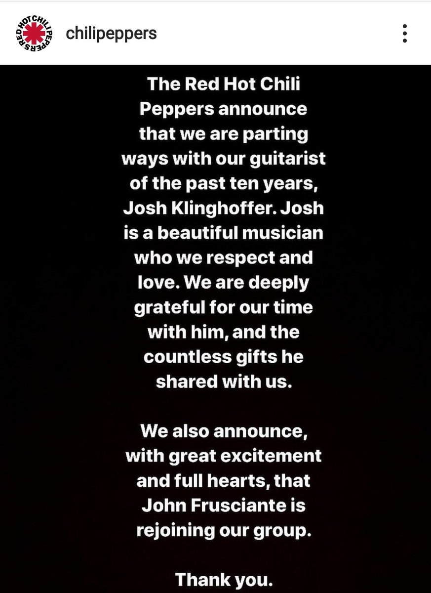 CriadoEnterado's tweet photo. 🔥🎸 ¡Los Red Hot Chili Peppers acaban de anunciar que regresa a la banda su mítico guitarrista, John Frusciante! https://t.co/CBe4v5d8Rz
