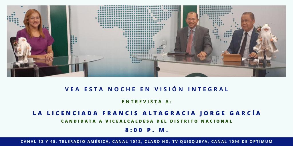 visioninttv's tweet photo. Hoy conversaremos con la aspirante a Vicealcaldesa por D.N. la Lic. @francisJorge27. No se lo pierda. https://t.co/KtHqLS6ITI