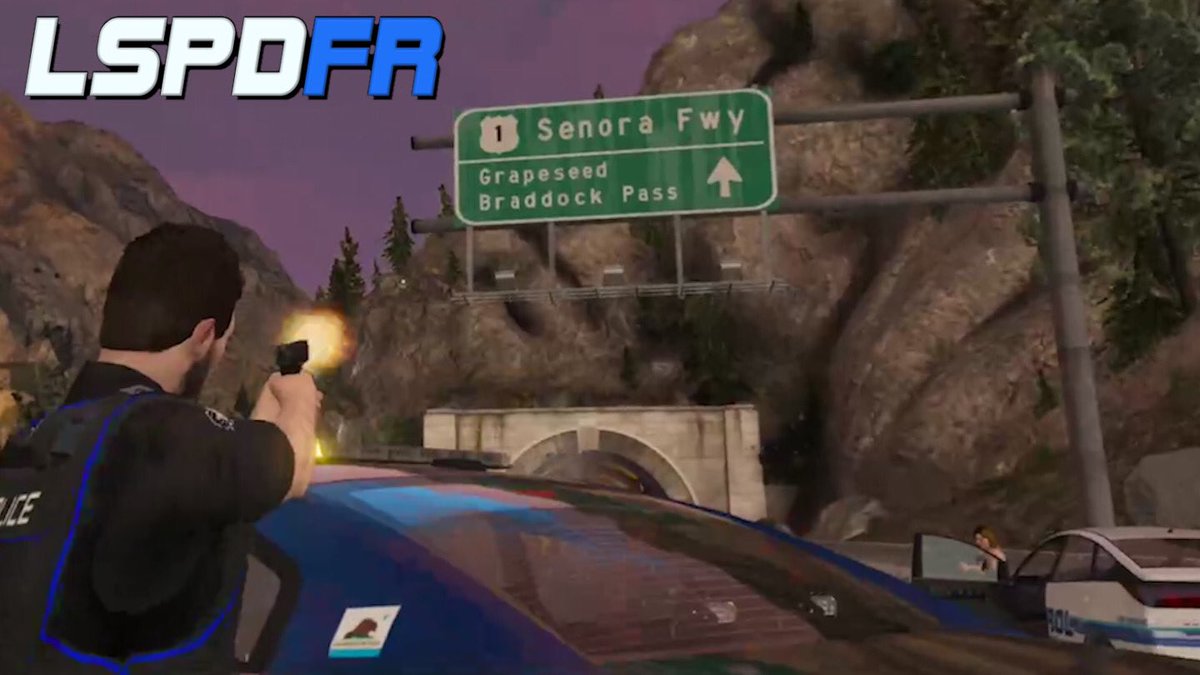 LEXNKY's tweet photo. So..just in case anyone didn’t notice, my aim is not off here. I meant to shoot at the sign which would therefore ricochet and kill the bitch shooting me on the bottom right...totally legit, 100% spot on aim. Nothing to see here.
.
.
#LSPDFR #aimonpoint #GTAV https://t.co/ffFWRLuoua