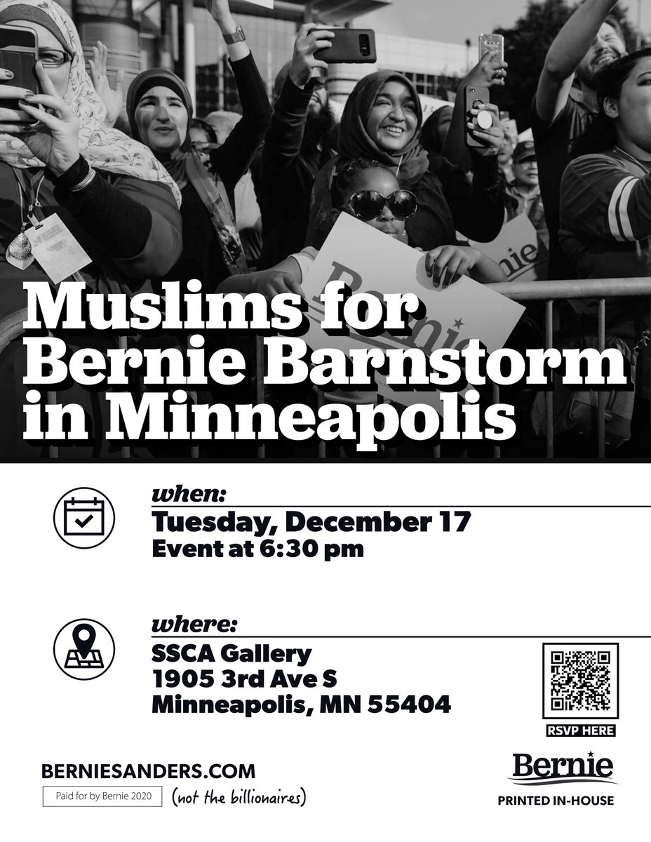 Haaris_Pasha's tweet photo. The first MN #MuslimsforBernie Barnstorm is this Tuesday, December 17! 

Please join us as we launch this outreach effort! #NotMeUs https://t.co/El0MEdjoEe