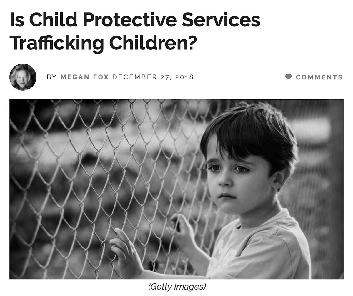 'The U.S. Foster Care To Sex Trafficking Pipeline.'So Much Innocence Lost.Urgent And Serious Challenges Face U.S. Child Protective Services. Disturbing Statistics.Megan Fox, PJ Media, December 27, 2018 https://pjmedia.com/parenting/is-child-protective-services-trafficking-children/?utm_source=dlvr.it&utm_medium=twitter