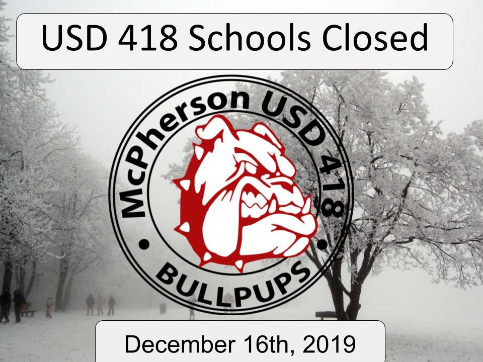School Closed for December 16th