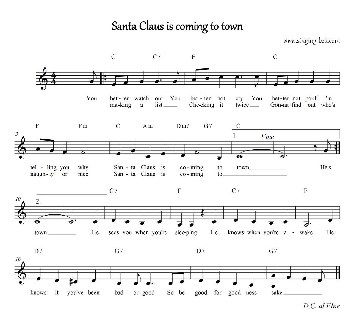 SunkeyD's tweet photo. La partitura de esta semana es otro villancico clásico, "Santa Claus is coming to town"(nombre original), conocido como  "Santa Claus llegó a la ciudad" https://t.co/2rn8fT5Zw7