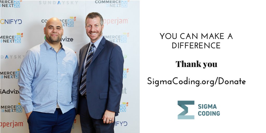 Thank you to everyone who supported SigmaCoding.org at the @CommerceNext holiday event.  We raised $3,000 including the matching donation from @AngelaHsu.  This generous contribution provides Sigma Coding courses for 30 students, absolutely free of charge.