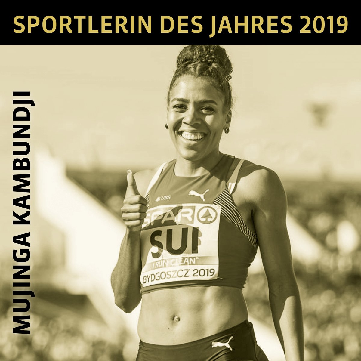 Grosse Ehre für <a href="/MKambundji/">Mujinga Kambundji</a>: Die Fans haben unsere erfolgreiche Sprinterin zur Schweizer Sportlerin des Jahres 2019 gewählt! Fantastique: Mujinga Kambundji est la sportive suisse de l'année 2019! @UBSathletics @srfsport <a href="/RTSsport/">RTS Sport (compte archivé)</a> <a href="/RSIsport/">Sport RSI</a> <a href="/EuroAthletics/">European Athletics</a> #srfsportsawards