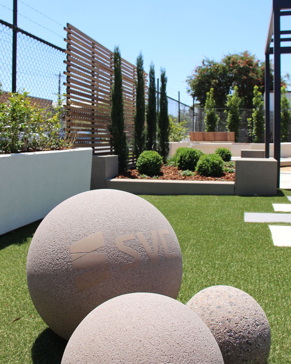 AnstonAP's tweet photo. Stencilled #concrete #spheres recently manufactured for our big brother company @svc_products now sit proudly at the new #pocketpark in #SVCThomastown.
Colours selected: Traditional Range Monaco and Ironstone Clay #exposedagg
#TheIndustrialGarden #landscapedesign https://t.co/fquXrI9qoB