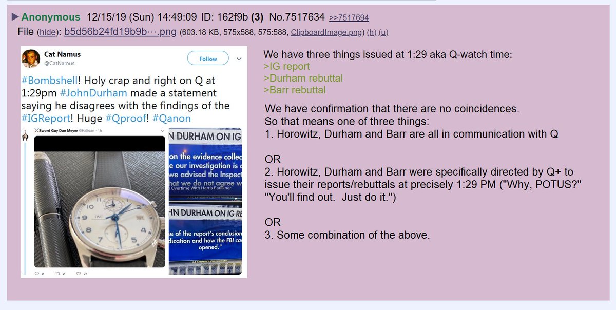 88) Logic leads us to conclude that the three posts at 1:29 were not a coincidence. Therefore, some degree of coordination with the DOJ and Q or Q+ would be required.