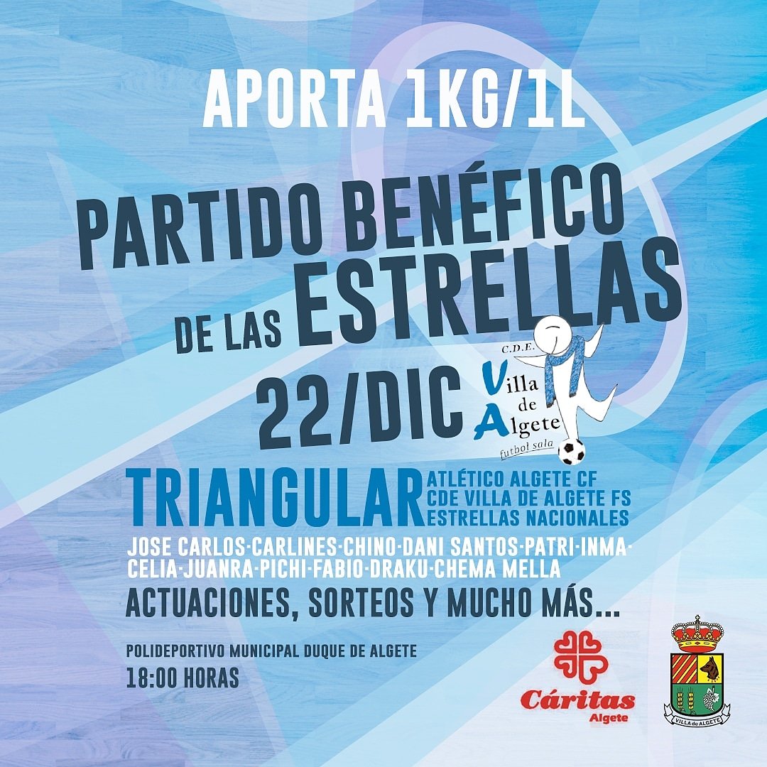 VilladeAlgeteFS's tweet photo. Quedan 7 días para el VII Partido Benéfico  de las Estrellas.  Comienza la cuenta atrás, tic tac tic tac....

Esta semana os iremos anunciando cositas que ocurrirán ese día. Siguenos y no te lo pierdas!!!! https://t.co/QzZBFS0asE
