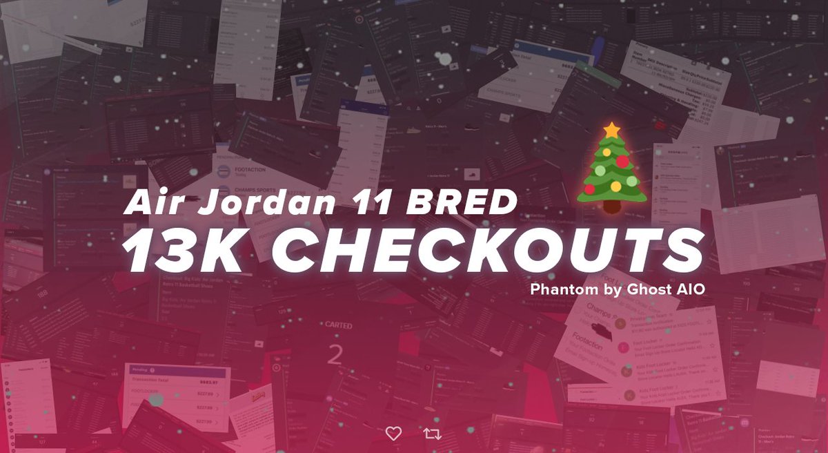 GhostAIO's tweet photo. Back to back releases absolutely destroyed by Phantom. From Air Jordan 11 BRED's to Yeezys &amp; Supreme Box Logo's, keeping up pretty well. 👻📈

This is only the beginning &amp; we're excited to present the future of Phantom. 🤐

Retweet + Follow for a chance to win a copy of Phantom! https://t.co/fXbSTfhtO5