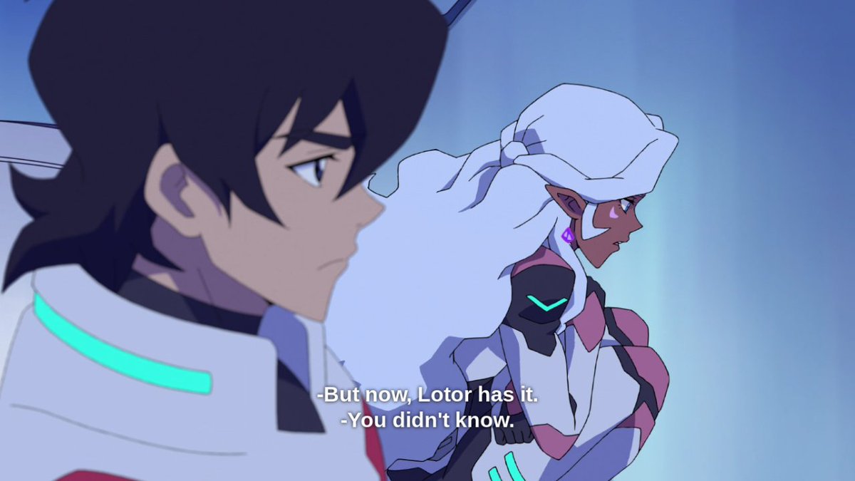 witchy_writes_s's tweet photo. I feel like this scene isn't appreciated enough. I think it's sweet that Keith goes to Allura, who is all by herself and feeling bad about what happened, and assures her she did the right thing. Not to mention how the visuals and colors in this scene are so good. https://t.co/IXyOX1kvgY