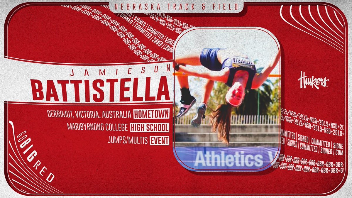 Congratulations to <a href="/marbisports/">Marby Sports Academy</a> 2018 graduate Jamieson BATTISTELLA from Melbourne AUSTRALIA who has signed with NCAA Div I University of Nebraska Huskers in Lincoln NE to start in January 2020 in Women’s Track &amp; Field @NUTrackandField