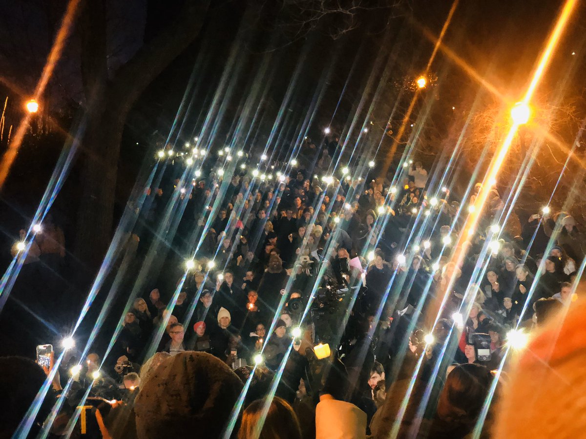 A beautiful candlelight vigil for Tess Majors in Morningside Park this evening. #OneHarlem