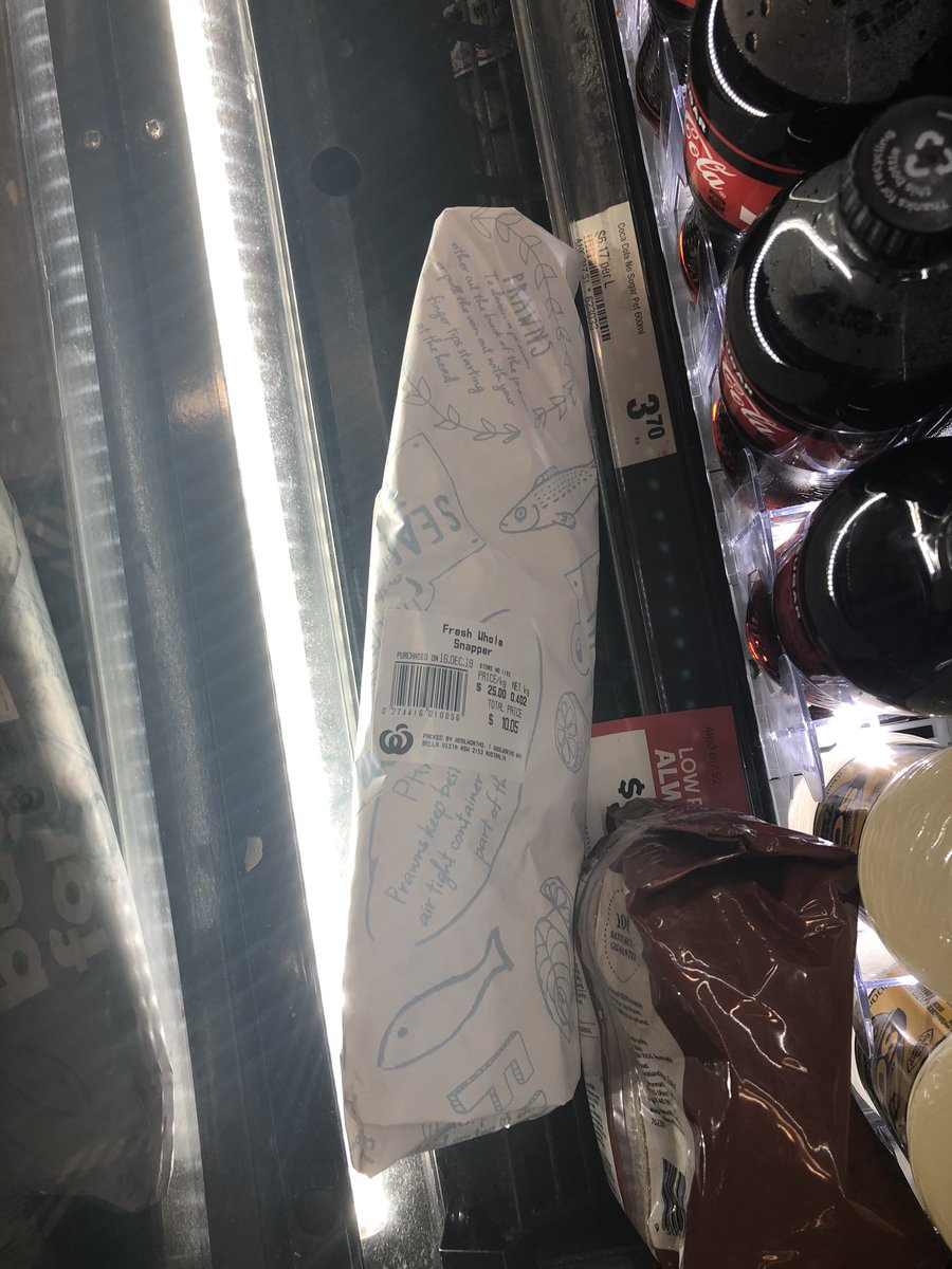 DuncanLay's tweet photo. Some dipshit bought a whole snapper and then dumped it at the checkouts... what a waste! https://t.co/4QDDZWnwIo