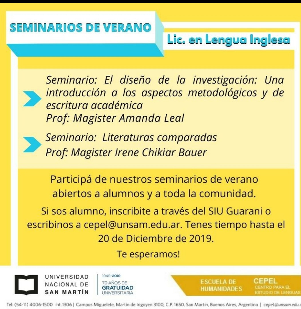 CePELUNSAM's tweet photo. Inscribite esta semana en Unsam! Escribinos a direccioncepel@gmail.com para más info
@unsamoficial 
@GabsLeighton 
@carlamontoya_ 
@aleal_ba 
@irenechikiarbauer https://t.co/HrkzyWAN0j