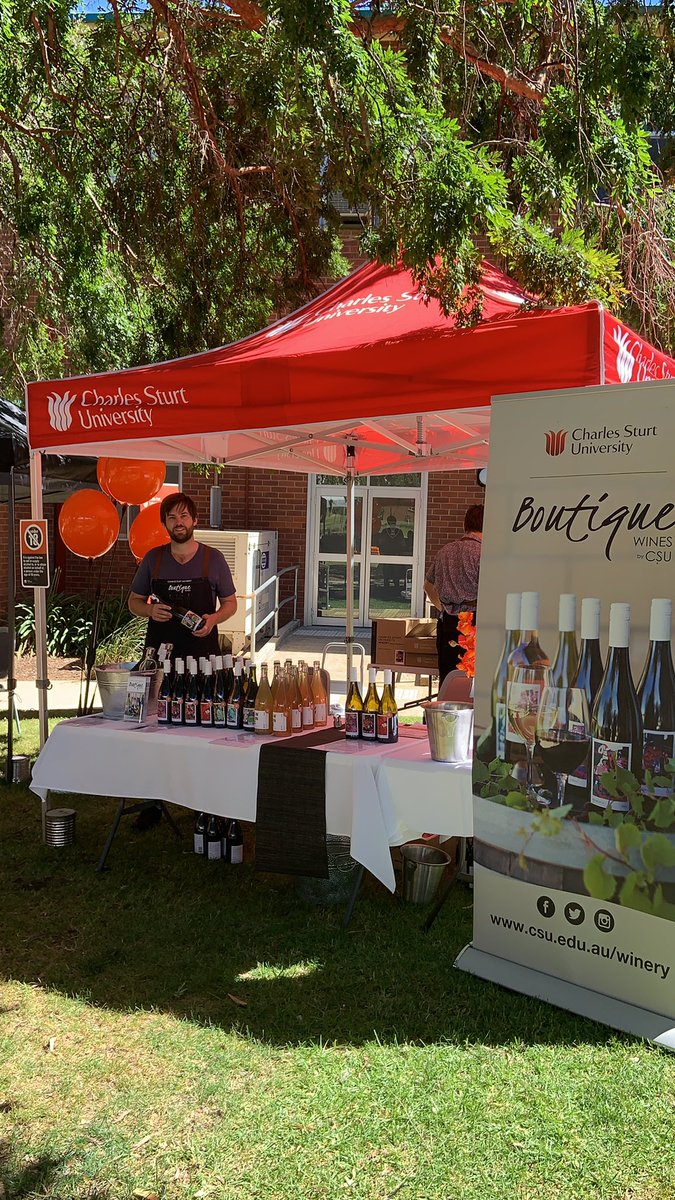 CSUWinery's tweet photo. Boutique Wines at Charles Sturt #graduations. Stop by for a taste or just say hi!  #Congratulations to all the #CharlesSturt grads! https://t.co/3ywbV4LB3A