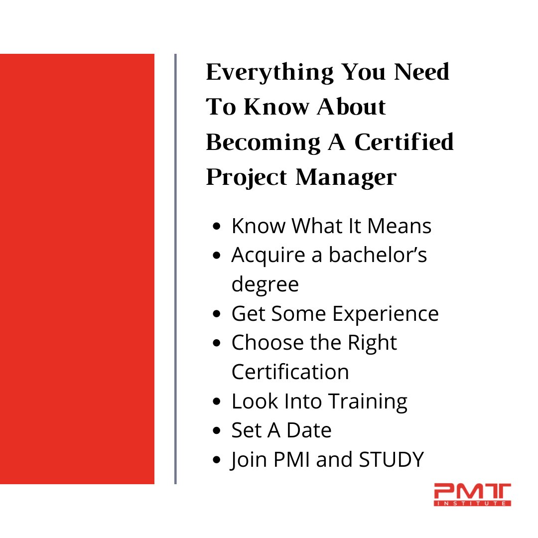 PMTInstitute's tweet photo. Here are the steps you need to take to become a certified project manager and everything you need to know to make yourself more valuable in your field: https://t.co/x7eQCl89Xp #proojectmanager #pmp https://t.co/ceQsB9cTsH