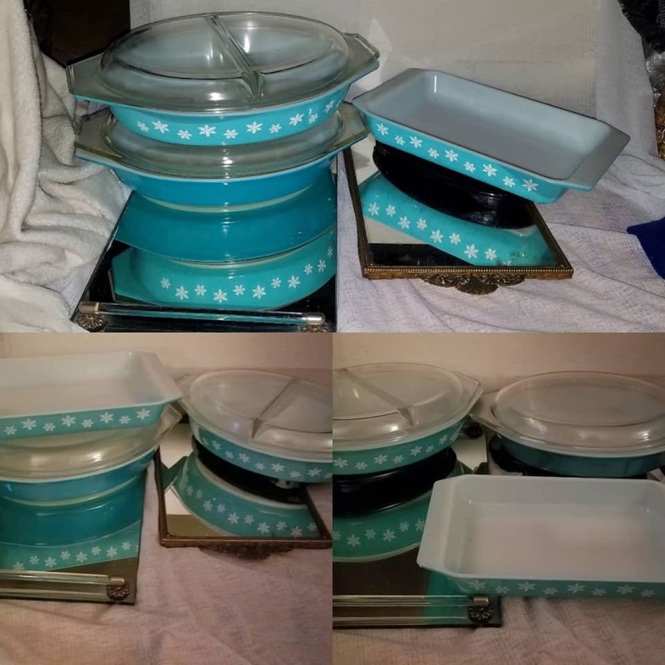 #etsy shop:Mid Century Vintage Pyrex 3Baking Dishes,Blue/white Snowflakes,Divided Dish,Set etsy.me/2tlMr6s #Pyrexsnowflake #bluesnowflake #vintagepyrex #midcentury #pyrex #pyrexbakingdish #pyrextrademark #pyrexblue #pyrexwithlid #baking #snowflake #blue #lid