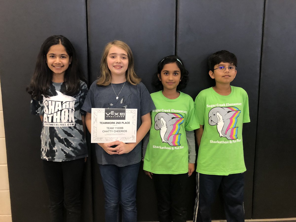 SharksRobotics (@sharksrobotics) on Twitter photo Proud of this Robotics team on their first competition this weekend! They worked so hard and practiced selflessness supporting and helping our <a href="/SCESsharks/">Sugar Creek Elem.</a> teams - plus...OUR CHATTY CHEERIOS WON 2ND PLACE IN TEAMWORK CHALLENGE! 💙🦈🤖 Proud of this Robotics team on their first competition this weekend! They worked so hard and practiced selflessness supporting and helping our <a href="/SCESsharks/">Sugar Creek Elem.</a> teams - plus...OUR CHATTY CHEERIOS WON 2ND PLACE IN TEAMWORK CHALLENGE! 💙🦈🤖