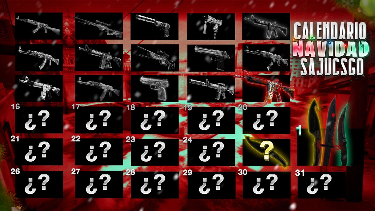 SajuCSGO's tweet photo. 🎄🎄CALENDARIO DE NAVIDAD🎄🎄

Día 15 : M4A4 Hellfire

REQUISITOS:

- Seguirme
- Dar RT
- Estar suscritos a mi canal
- LIKE👍!: https://t.co/Tu7Ai0ykyD
- Mencionar a un AMIGO! ⚒️

Mañana se publicará el ganador y el sorteo del día siguiente🎅 https://t.co/qvbY34LZqE