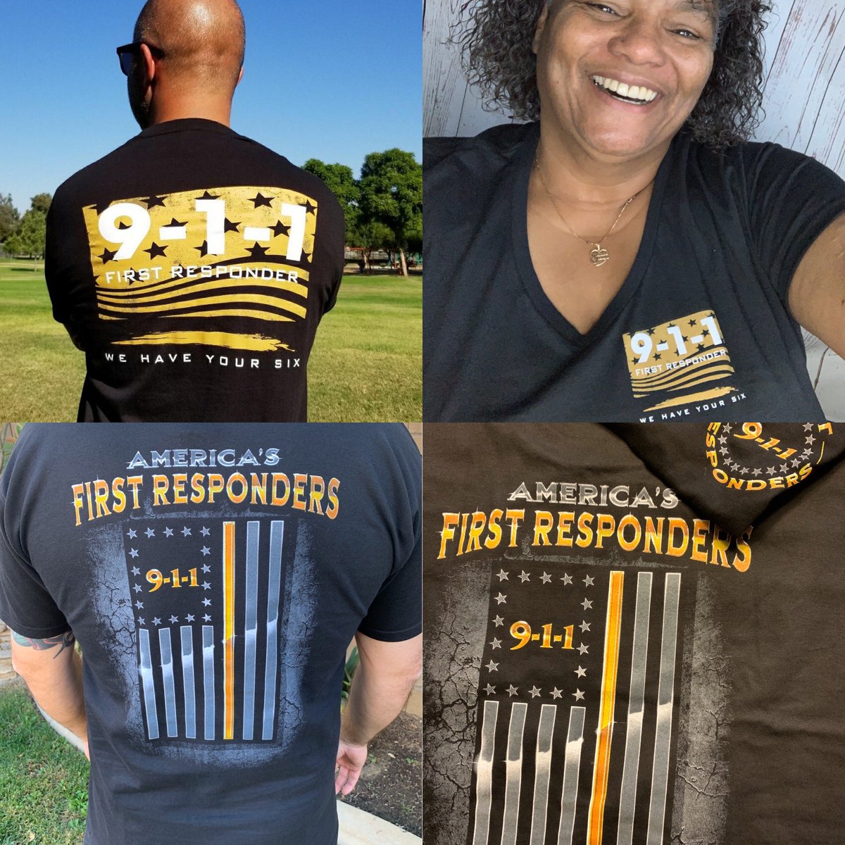 911KimTurner's tweet photo. 9-1-1 First Responder Tees in time for Christmas. A portion of the proceeds pay for dispatcher training. So far, we’ve sponsored 8 dispatchers to attend active shooter training Our goal is to sponsor an entire class!

Buy yours today at https://t.co/W1cilpZeOm

#911FR #Tees #swag https://t.co/pg1I8kqlyP