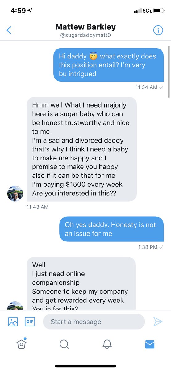 persephone1469's tweet photo. A thread on scammer @sugardaddymatt0 goddesses and sugar babies beware! #warning #scammer #scamdaddy https://t.co/9mv804yF0z