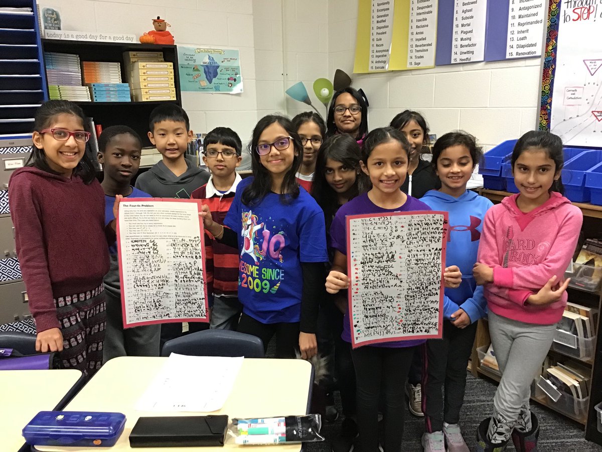 4EM solves the 4 Fours Challenge by creating all the numbers 1-100 using only 4 fours and their PEMDAS superpowers!
