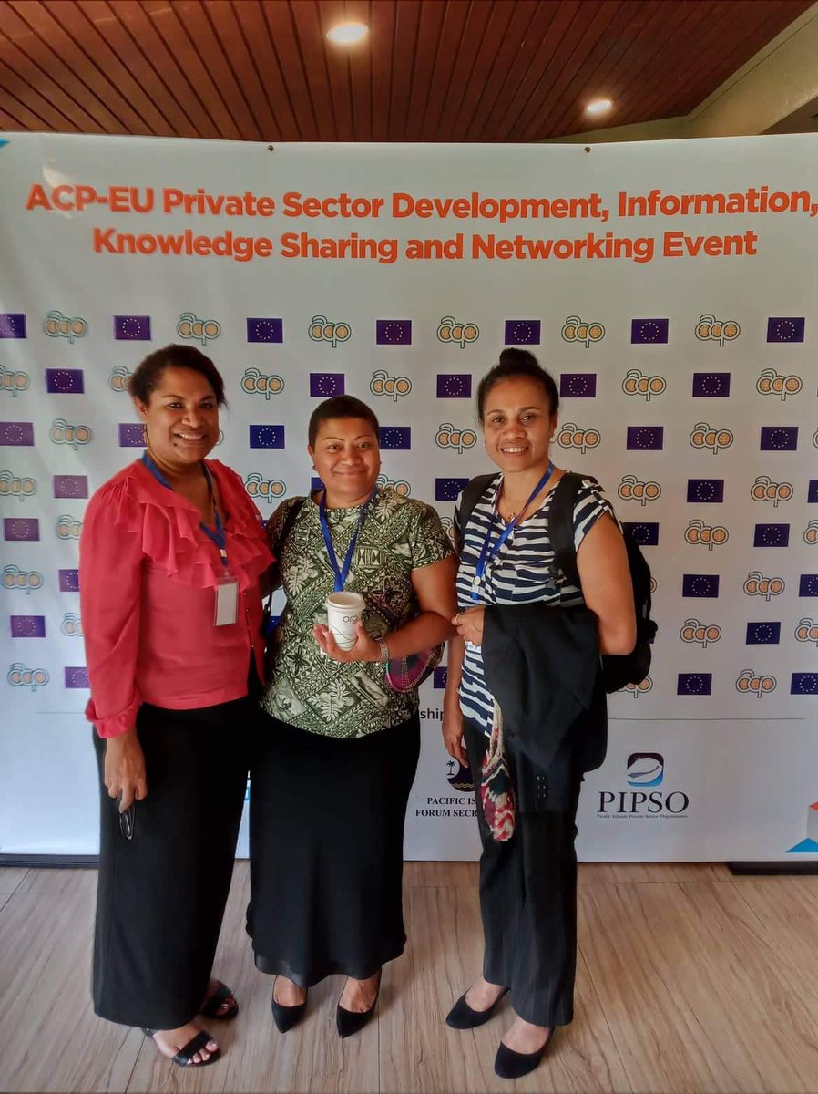 Connectivity/ICTs is part of the agenda at our ACP private sector mtg here in Fiji. Joining us are these 2 amazing young women techpreneurs Wini and Priscilla, from PNG, who are also part of the #pngictcluster which PIPSO help set up in 2014. #ACPPSD19