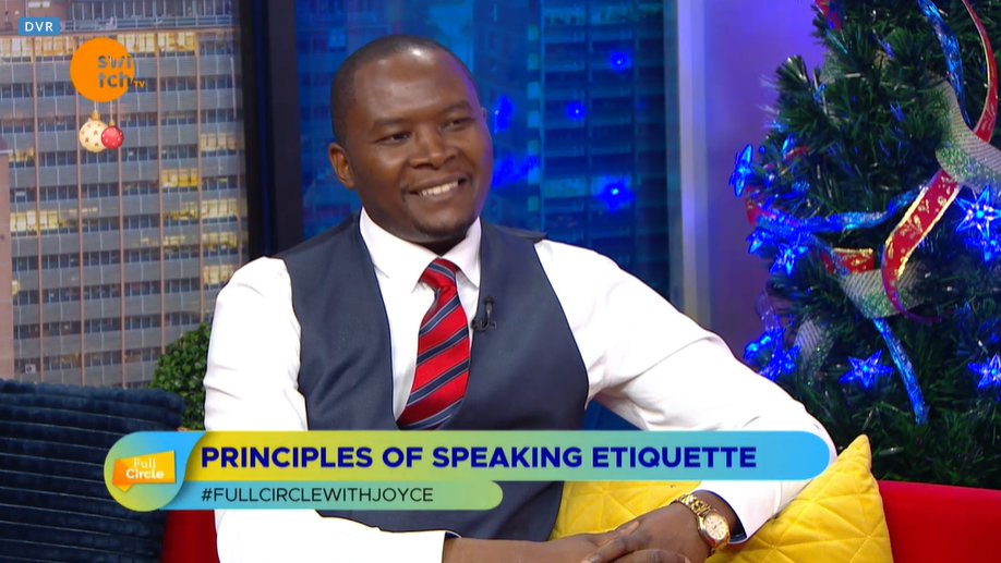 switchtvkenya's tweet photo. On set we have Sam Murage of Dress to Impress Limited discussing principles of speaking etiquette during Christmas holidays on #FullCircleWithJoyce. Cc @JoyceOmondi https://t.co/nCkFWd94QC https://t.co/arwg5ao7Sw