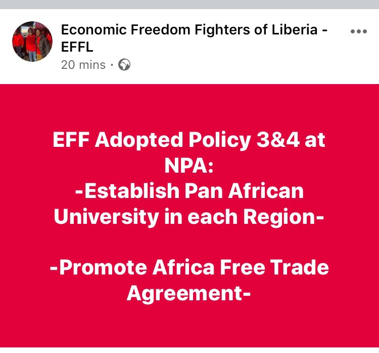 FreedomLiberia's tweet photo. Adopted Policies of the EFF at 2nd NPA. @Julius_S_Malema @FloydShivambu @EFFSouthAfrica @EmmanuelGonquo5 @ErnestMoibah https://t.co/npbGrfz6HY
