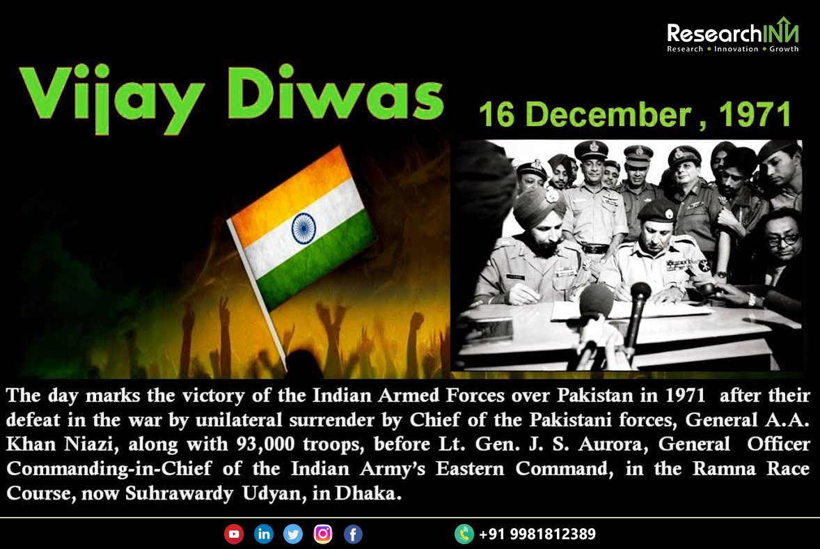 researchinn's tweet photo. Today on #VijayDiwas, we remember the indomitable spirit of the brave soldiers who fought in 1971. Their unwavering courage and patriotism ensured our country is safe. Their service will always inspire every Indian. #ResearchInn https://t.co/tZCAk3dePs