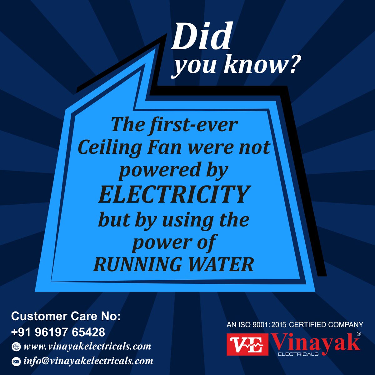 VinayakElectri's tweet photo. Did You Know?
At that time, they were not powered by any form of electric motor. Instead, a stream of running water was used.
#vinayakelectricalsmfgcom #vinayakelectricals #electricals #distributor #professional #manufacturer #supplier #didyouknow #facttoknow #electricalfacts https://t.co/KFFj5j9bZ7