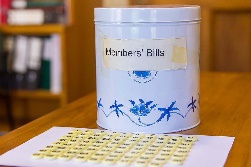 qikipedia's tweet photo. In the New Zealand parliament, member's bills that may be debated in future are stored in a 30-year-old biscuit tin (pictured).

It is known as "the biscuit tin of democracy".

(Image: Lcmortensen.) https://t.co/UYiIaohZv3