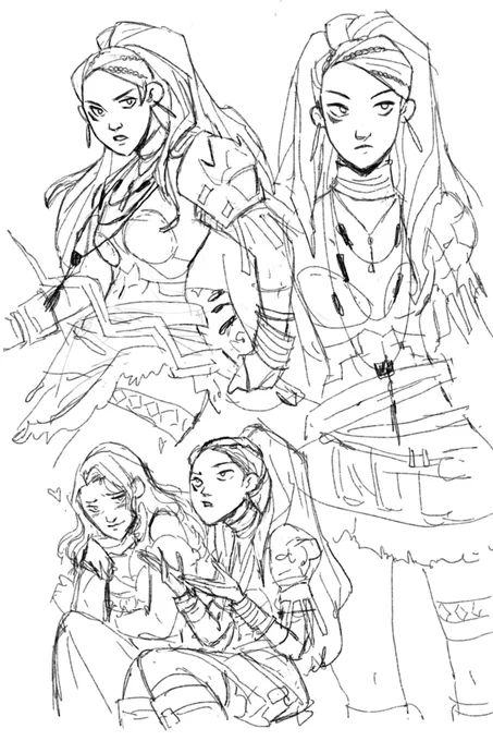 Some wind-down sketches of my gal, Petra (+1 Dorothea)
#fe3h #fe3hspoilers #procreate 