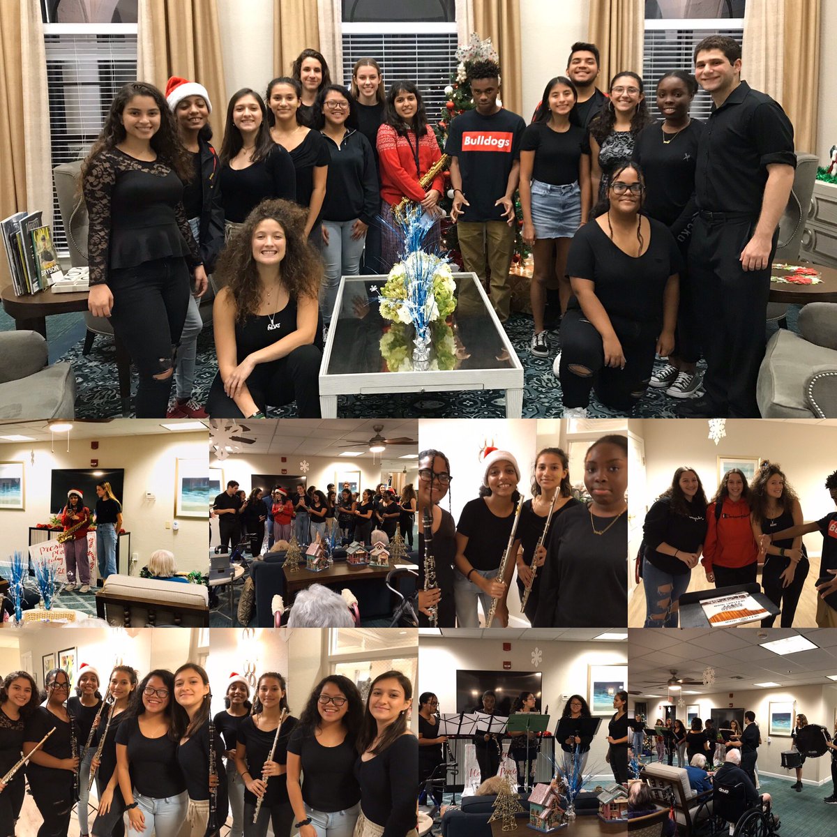 Multijamz's tweet photo. @SBHSTriM Tri-m and NJHS spreading holiday cheer at the nursing home. @SoBroBand https://t.co/W8Uo3g9q9n