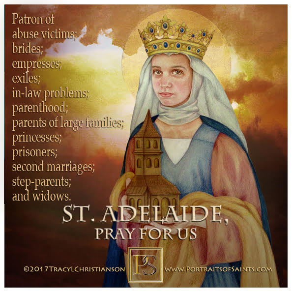 SaintPortraits's tweet photo. Happy #Feastday #StAdelaide was a Queen who had many marriage & children issues. Sheโs the patron of abuse victims; brides; empresses; exiles; in-law problems; parenthood; parents of large families; prisoners; princesses,2nd marriages; step-parents; widows https://t.co/ihDZESqrnS https://t.co/LDrdUEtQtr