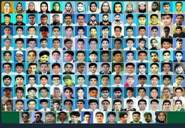 WishersGood's tweet photo. #OnThisDay 5 years ago #Pakistan witnessed the worst #TerroristAttack at #APSPeshawar  
May the soul of #شہداء be blesses high ranks in Jannah. 
#APSMartyrs #APSAttack #APSUnitedtheNation https://t.co/zC9sTmud5W