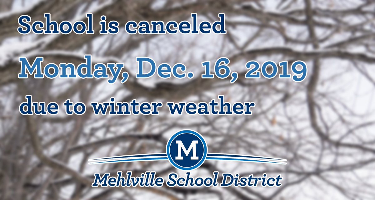 There will be no school Monday, Dec. 16, 2019 due to winter weather. All after-school activities have also been canceled. 

This is the second snow day we have used so far this year. The last day of school is now May 22, 2020. #msdr9