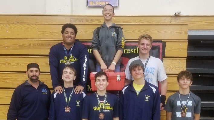 HeritagePats's tweet photo. Congratulations to our wrestling team for placing 6th out of 22 schools at the Northgate Bill Martell Invite yesterday.  Sebastian Davis placed 1st at 285 lbs, Alex Peterson and Hunter Holguin placed 3rd at 220 &amp; 113, while Caleb Waller and Harrison Garcia placed 4th at 126 &amp; 145 https://t.co/6iYL95Zxj8
