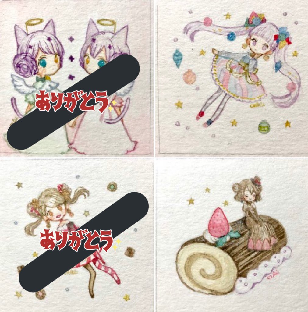現在お迎えいただけるミニ原画は
みねね こねね トワレ ノエル
となっています。引き続きよろしくお願いいたします?? 
