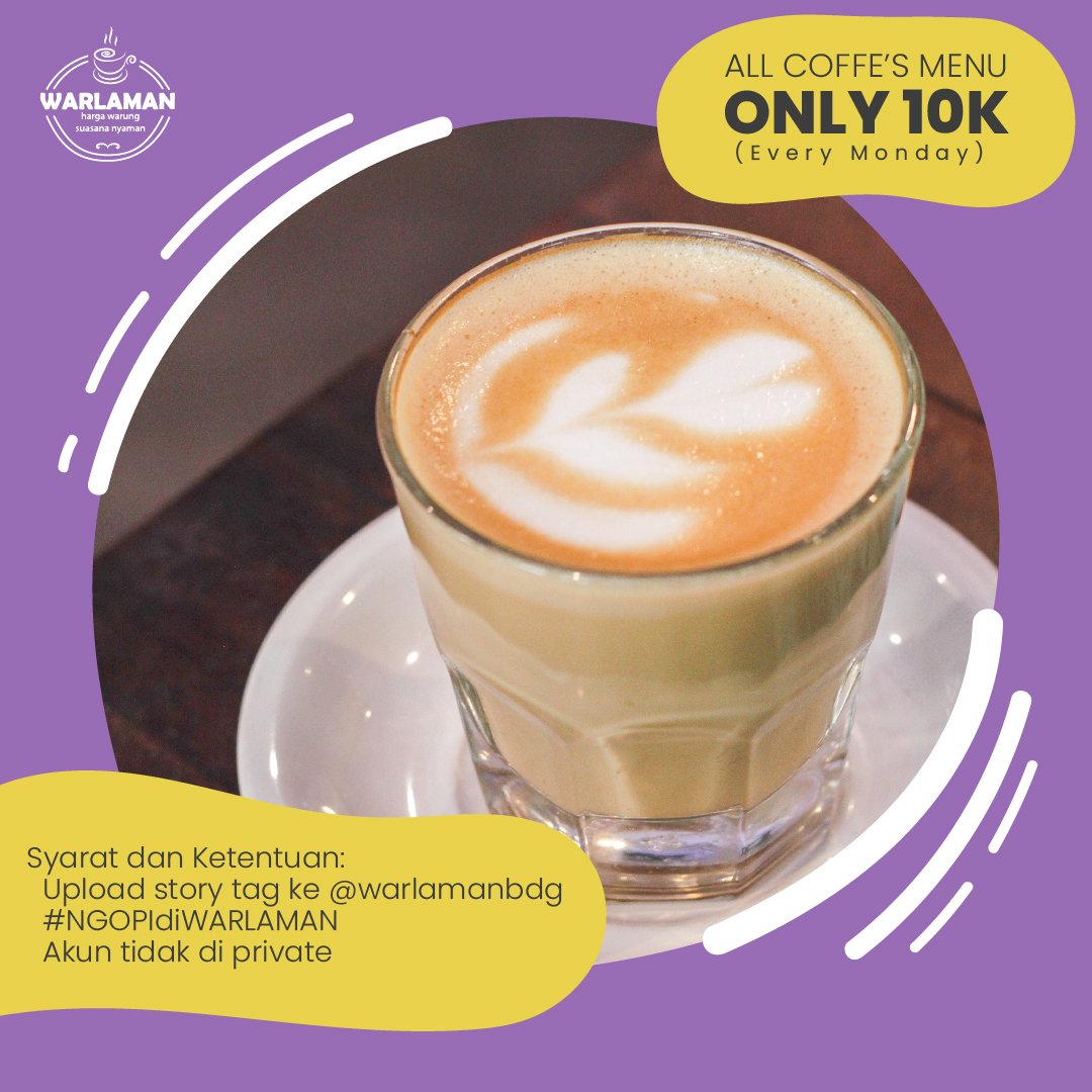 Hola hola Coffee Addict!☕️
Semua menu kopi di hari SENIN 10K hadir kembali nih geengss..
Jangan sampe kelewat yaa, biar senin kamu semangat dan gak ngantuk😉
#warlaman #warlamanbandung #promobandung #infobandung #kekinian #tempatnongkrong #makanpakereceh #duniakuliner