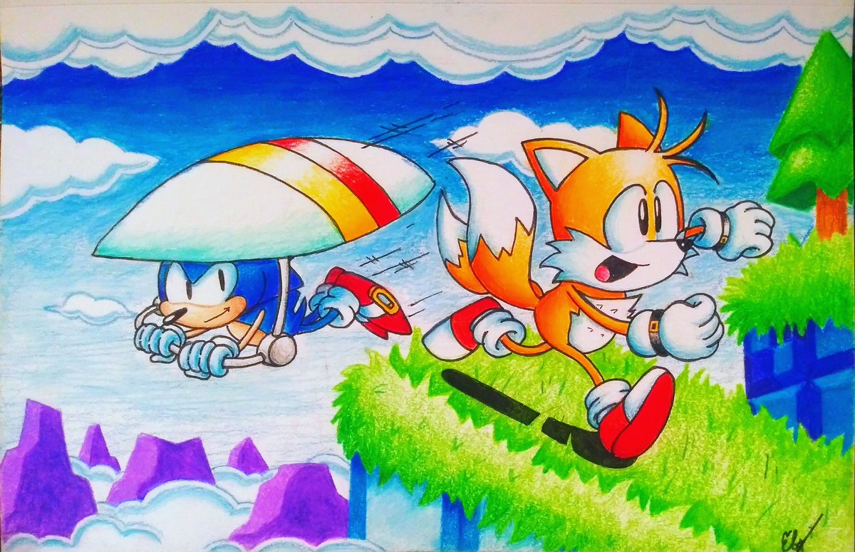 Esteban Melosoni Sky High Zone From Sonic 2 Gamegear And This Was A Fun Piece To Do So Grab A Hang Glider And Soar Or Glide Hehe T Co Rlws81ao2i