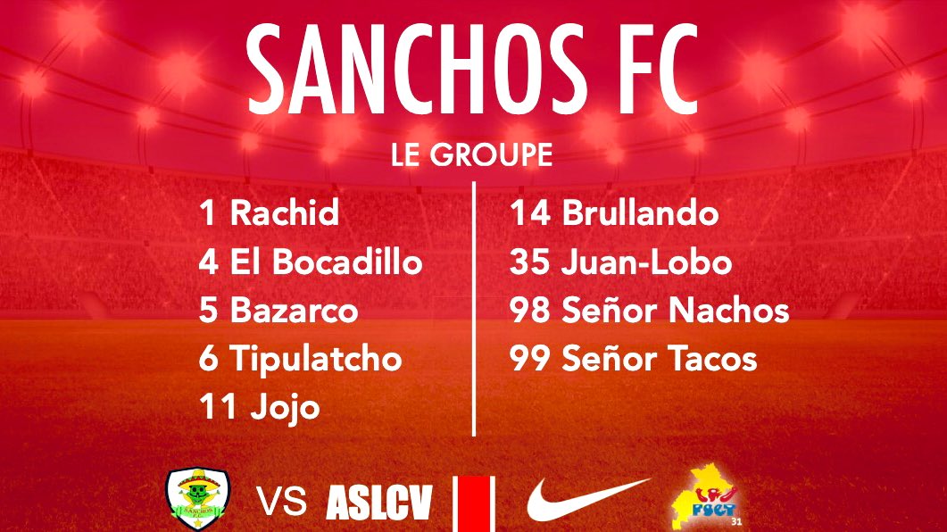 SanchosFC's tweet photo. 🔥MATCH DAY !
📣 LE GROUPE POUR CE SOIR !

🆚 ASLCV
🕣 20h00
📍 Château de l’Hers - Toulouse

🔴⚪️ SAN, SAN, SAN...CHOS !!!

@FSGTofficiel #FSGT #FSGT31 https://t.co/qZUt7e8qsK