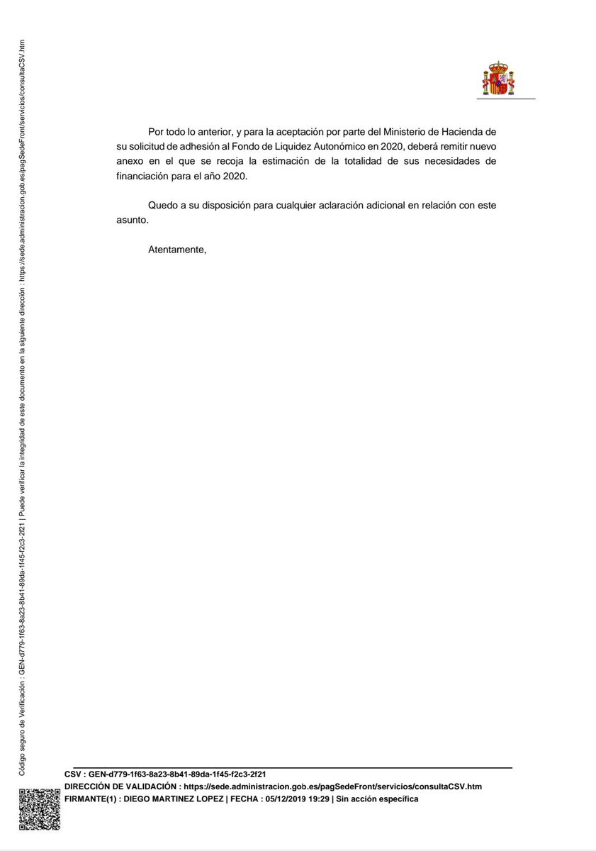 Andalucía es hoy modelo de estabilidad y rigor, pero el Gobierno en funciones de Pedro Sánchez interviene nuestra financiación y nos exige recortes por el déficit heredado. Esperamos una rectificación de esta medida arbitraria que atenta contra nuestra autonomía.
