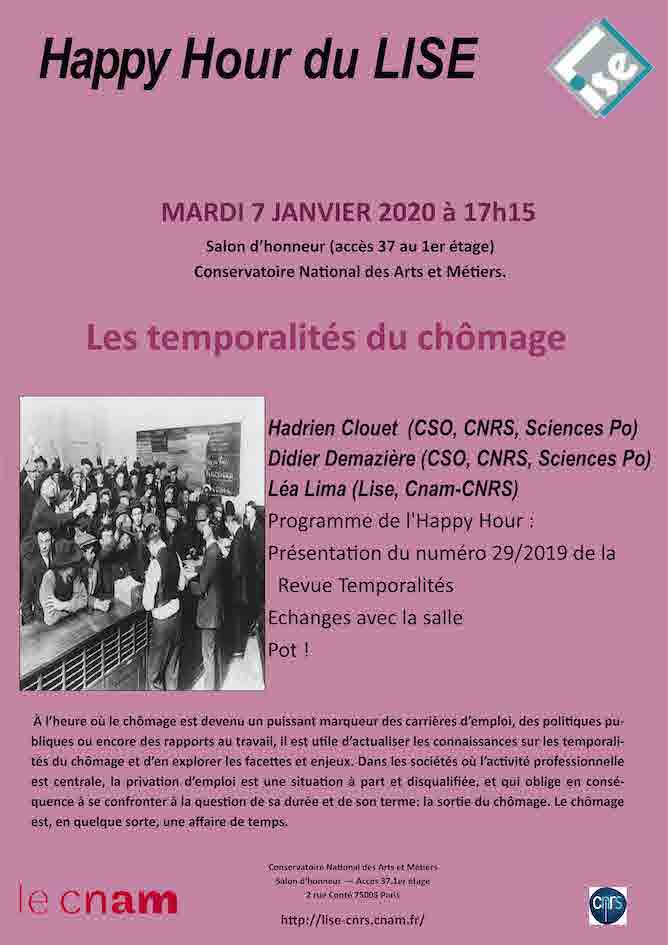 temporalites's tweet photo. Happy Hour @LeCnam LISE autour du numéro 29/2019 d’ @temporalites consacré aux temporalités du chômage (https://t.co/ilN17nslJn) avec la participation des coordinateur-trice.s du numéro
au salon d'honneur (accès 37 - 1er étage), 2 rue Conté, Cnam (Paris 3e) le 07 janvier 2020 https://t.co/b6lhY58nyo