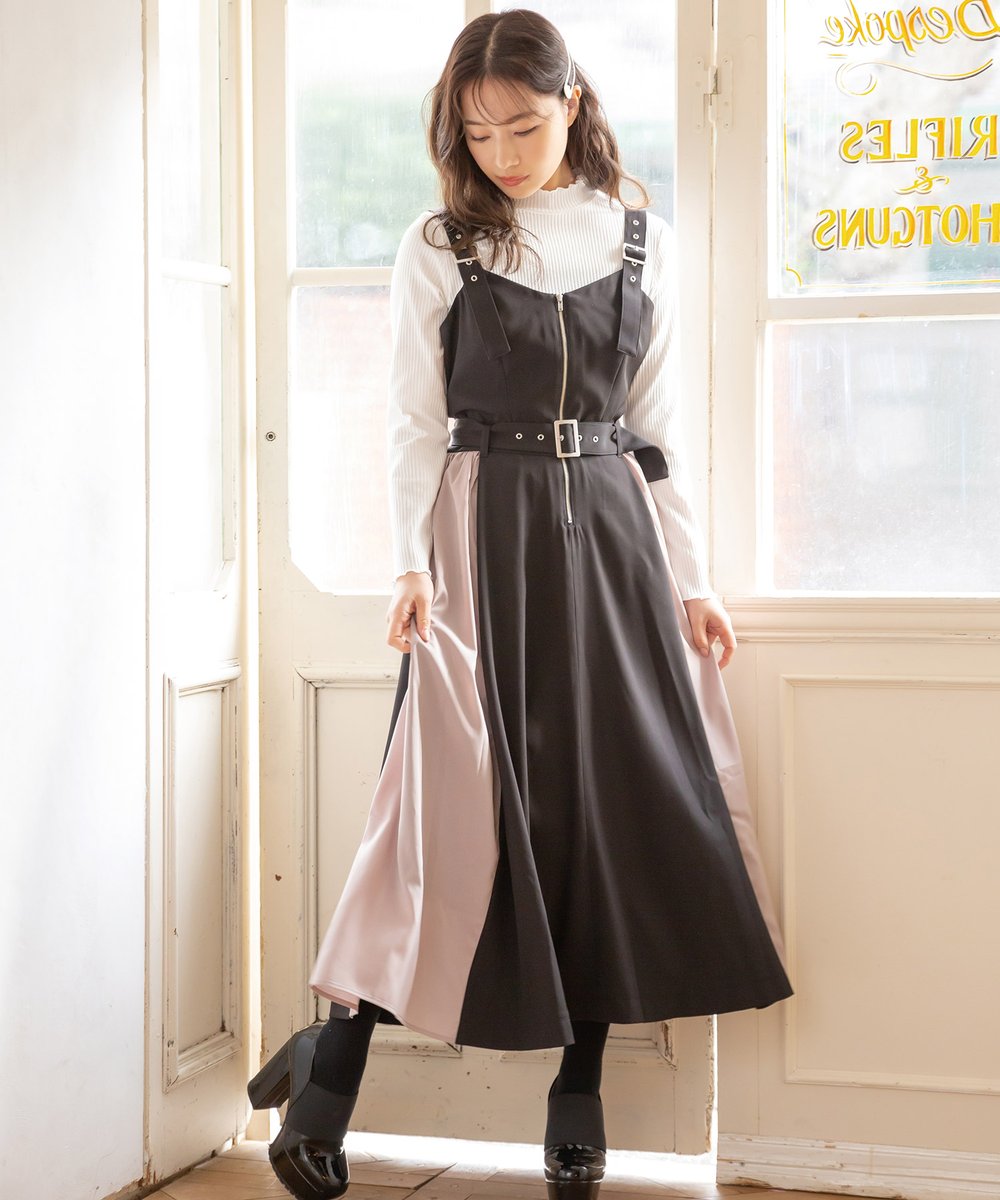 GOLDS♡タグ付き♡肩紐ビジュー♡パイピングラッフル裾♡総レースキャミトップス セール】 裾レイヤード風レースキャミ（チャコールグレー/カーキ