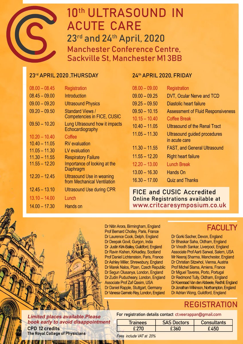 veerappan91050's tweet photo. @Wilkinsonjonny @avkwong r the final faculties for 10th UAC on 23rd and 24th apr 2020 at Manchester. Register at https://t.co/kod0EN2r8A @CC_Symposium @ccpractitioner @icmteaching @yorkshireicm @MerseyICM @CMCCN_ODN @NwPocus @south_echo @LondonPOCUS @bfusICM @jrobi09 @SonoSite https://t.co/Yo6gDd31ZZ