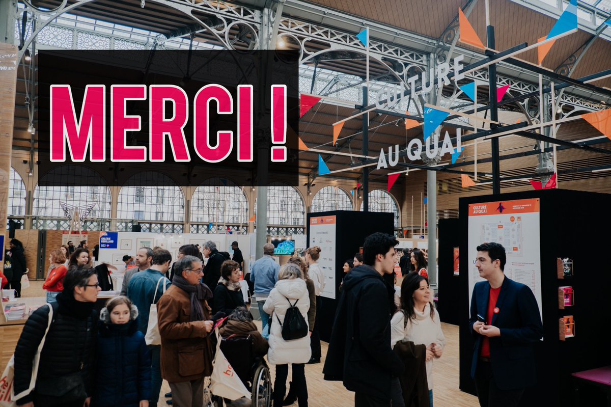 <a href="/Cultureauquai/">Culture au Quai</a> c’est fini pour cette année ! 
Un grand merci à notre public qui a défié la grève, un grand merci à nos exposants sans qui rien ne serait possible et enfin un grand merci à nos partenaires médias et institutionnels. 
#CAQ19 #merci #exposants #public #partenaires